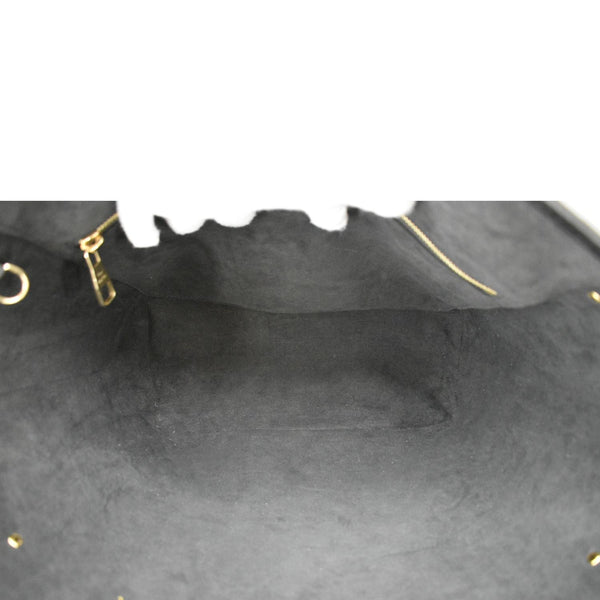 LOUIS VUITTON Broderies Neverfull MM Giant Empreinte Monogram Tote Bag Cream