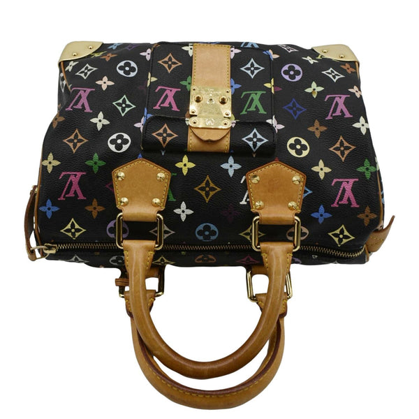 LOUIS VUITTON Speedy 30 Monogram Multicolor Satchel Bag Black