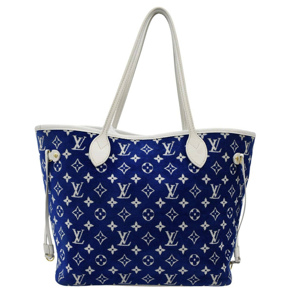 LOUIS VUITTON Neverfull MM Jacquard Velvet Monogram Shoulder Bag Blue