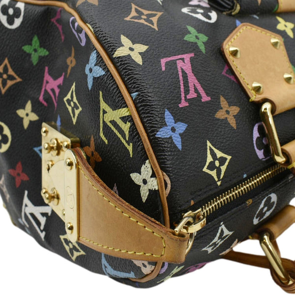 LOUIS VUITTON Speedy 30 Monogram Multicolor Satchel Bag Black