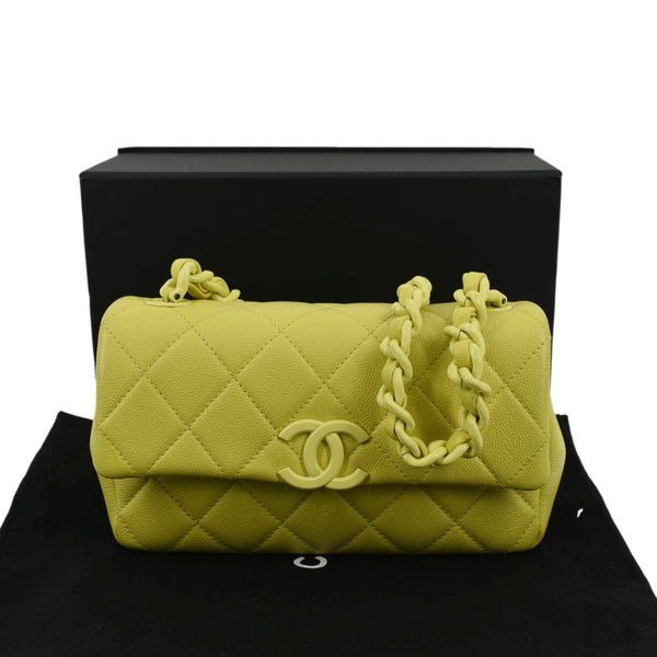 CHANEL My Everything Small Caviar Quilted Leather Flap Shoulder Bag Yellow