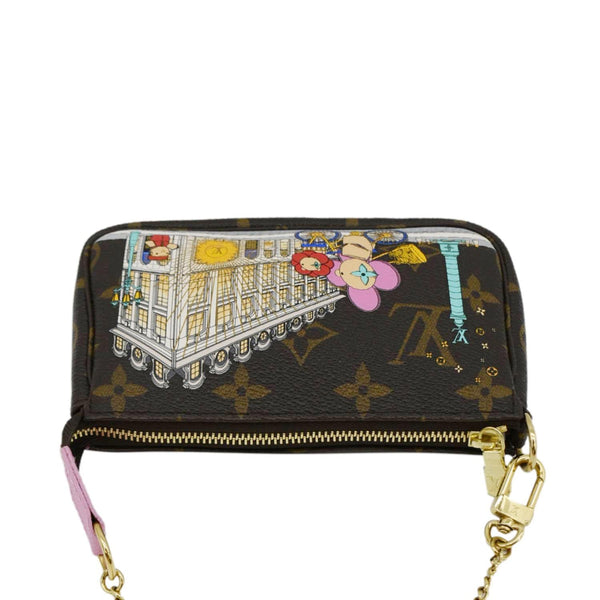LOUIS VUITTON Christmas Animation Pochette Monogram Canvas Accessoires Pouch Pink