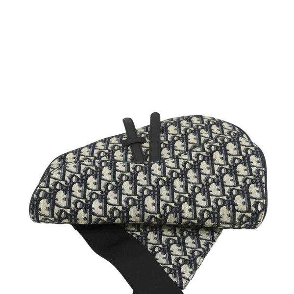 CHRISTIAN DIOR Saddle Oblique Jacquard Belt Crossbody Bag Navy Blue