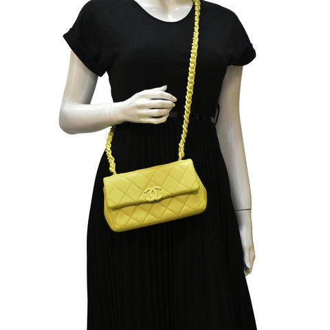 CHANEL My Everything Small Caviar Quilted Leather Flap Shoulder Bag Yellow