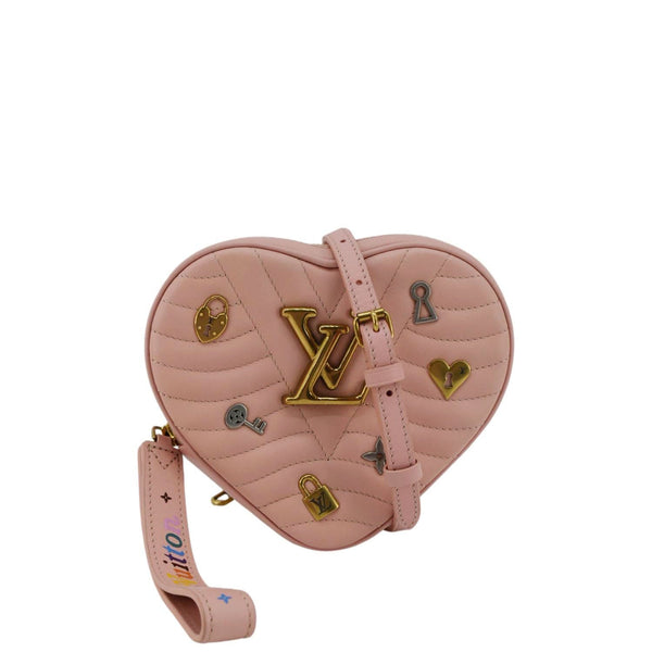 LOUIS VUITTON New Wave Heart Quilted Leather Shoulder Bag Dusty Pink