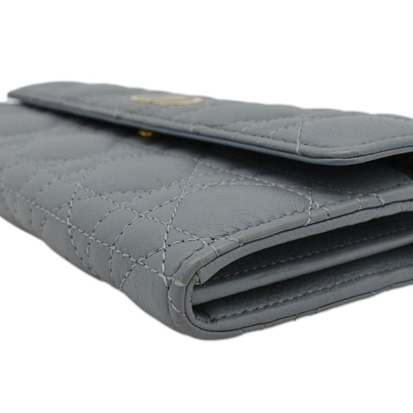 CHRISTIAN DIOR Caro Orchid Cannage Calfskin leather Long Wallet Gray