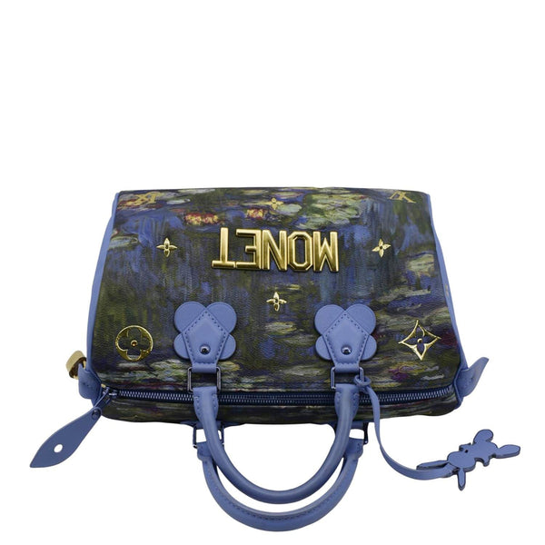 LOUIS VUITTON Masters Monet Speedy 30 Coated Canvas Satchel Bag Blue
