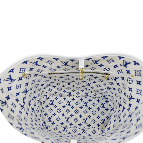 LOUIS VUITTON Neverfull MM Jacquard Velvet Monogram Shoulder Bag Blue