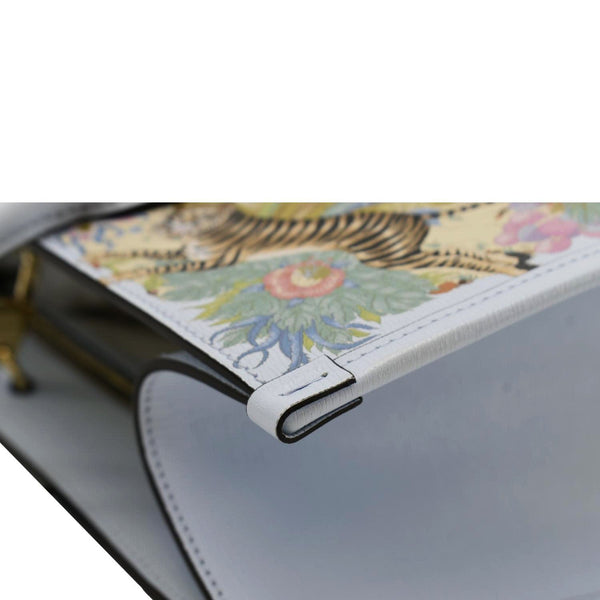 GUCCI Tiger Medium Leather Tote Shoulder Bag Light Blue 687827