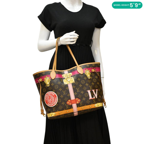 LOUIS VUITTON Neverfull MM Summer Trunk Monogram Canvas Shoulder Bag Brown