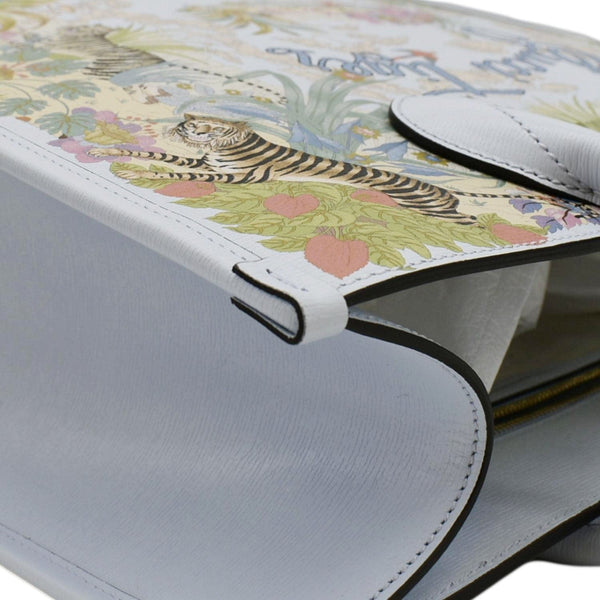 GUCCI Tiger Medium Leather Tote Shoulder Bag Light Blue 687827