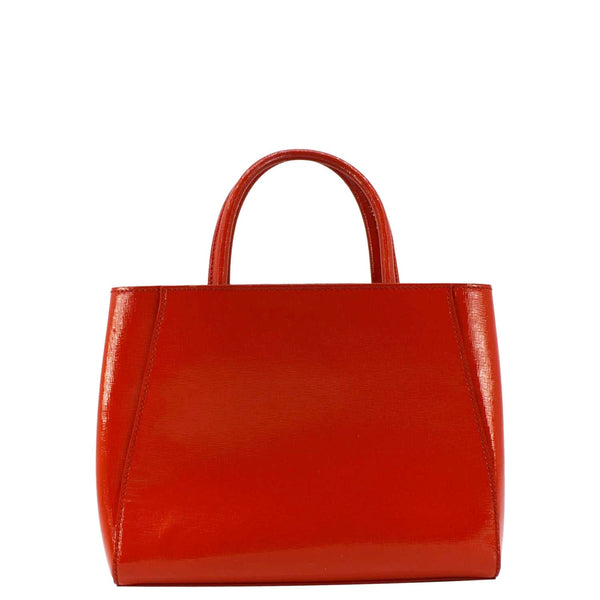 FENDI Petite 2Jours Vitello Elite Leather Tote Shoulder Bag Red
