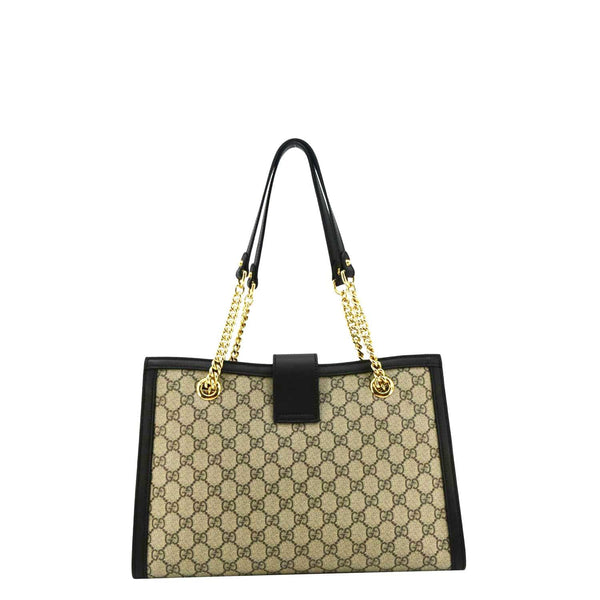 GUCCI Padlock Medium GG Supreme Canvas Shoulder Bag Beige 479197