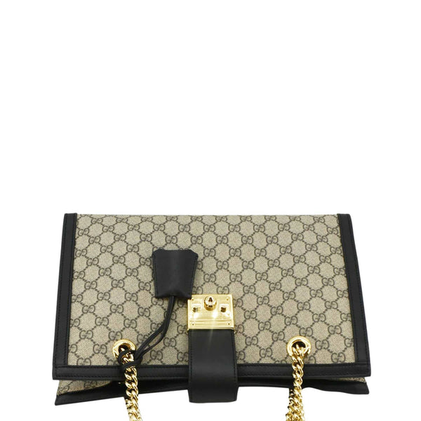 GUCCI Padlock Medium GG Supreme Canvas Shoulder Bag Beige 479197