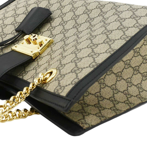 GUCCI Padlock Medium GG Supreme Canvas Shoulder Bag Beige 479197