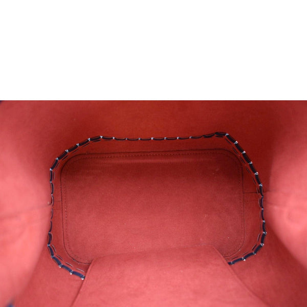 LOUIS VUITTON Lockme Braided Leather Shoulder Bucket Bag Navy