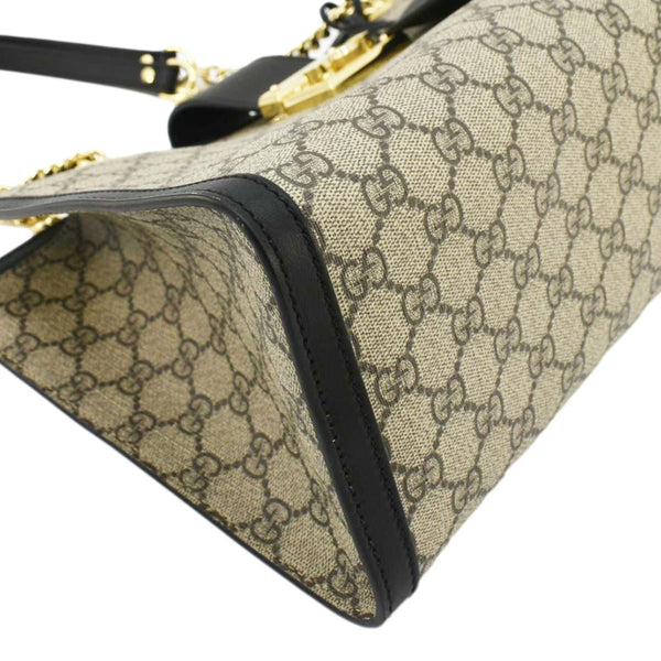 GUCCI Padlock Medium GG Supreme Canvas Shoulder Bag Beige 479197
