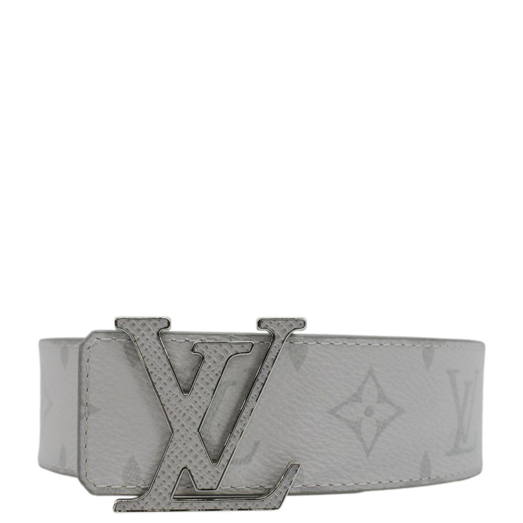 LOUIS VUITTON LV Initiales Taiga Monogram Canvas Mens Belt White Size