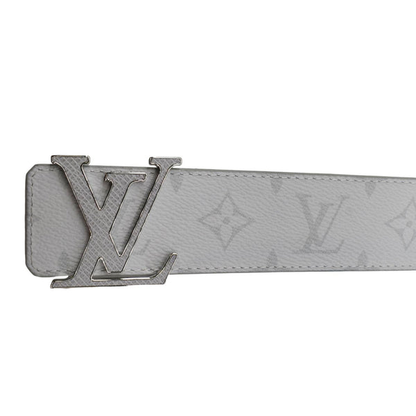 LOUIS VUITTON LV Initiales Taiga Monogram Canvas Mens Belt White Size 95/38