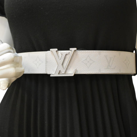 LOUIS VUITTON LV Initiales Taiga Monogram Canvas Mens Belt White Size 95/38