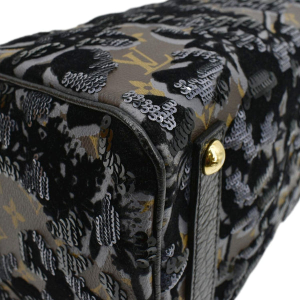 LOUIS VUITTON Speedy 30 Fleur De Jais Monogram Sequins Satchel Bag Black