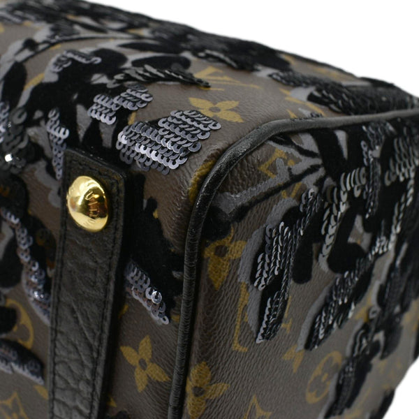 LOUIS VUITTON Speedy 30 Fleur De Jais Monogram Sequins Satchel Bag Black