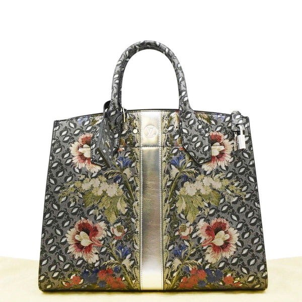 LOUIS VUITTON City Steamer Floral Print Canvas Tote Bag Grey/Silver