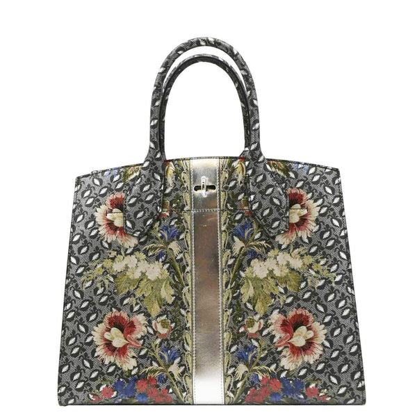 LOUIS VUITTON City Steamer Floral Print Canvas Tote Bag Grey/Silver
