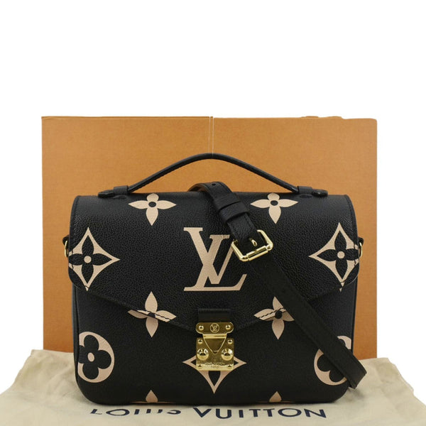 LOUIS VUITTON Metis Pochette Bicolor Empreinte Leather Crossbody Bag Black