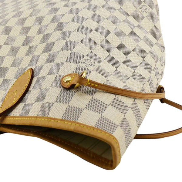 LOUIS VUITTON Neverfull MM Damier Azur Shoulder Bag White