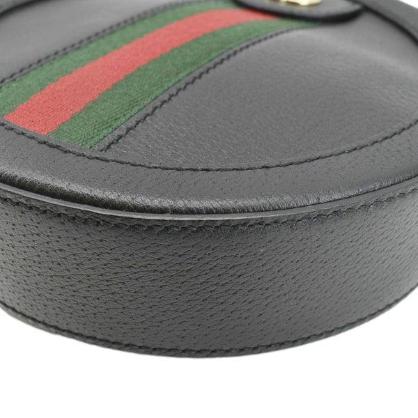 GUCCI Ophidia Mini GG Round Web Leather Crossbody Bag Black 550618