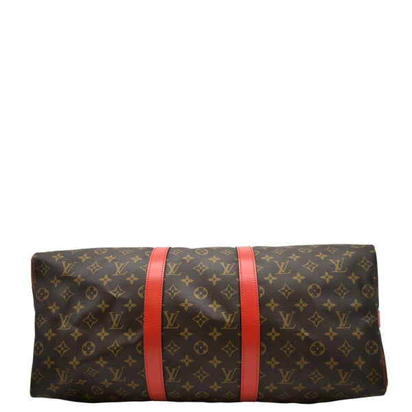 LOUIS VUITTON Keepall 50 Bandouliere Monogram Canvas Travel Bag Brown
