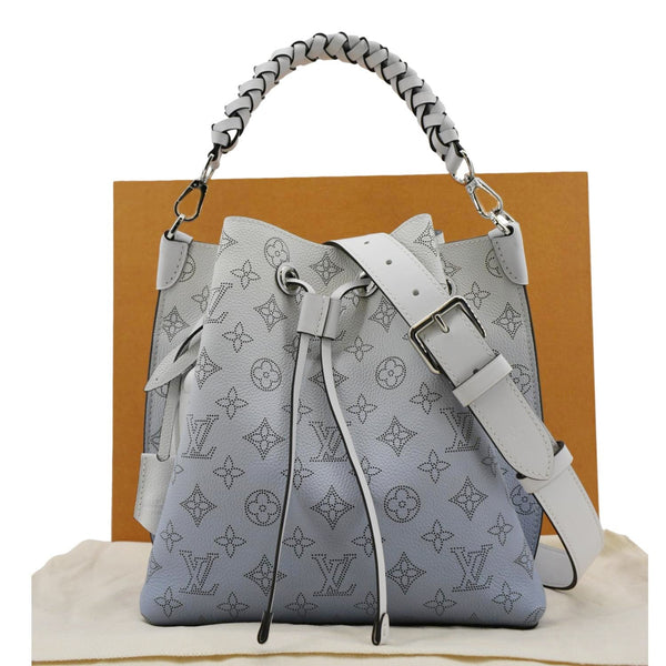 LV Muria Mahina Perforated Leather Light Blue Shoulder Bag back look