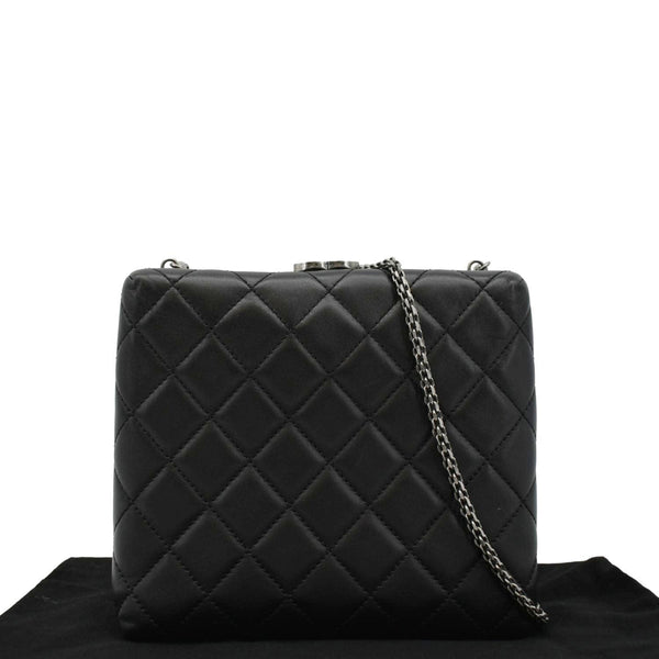 CHANEL CC Kisslock Box Lambskin Leather Chain Shoulder Bag Black