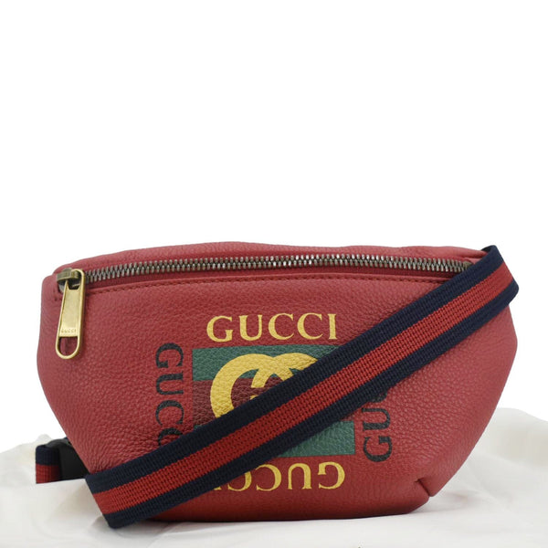 GUCCI Print Small Leather Belt Bag Red 527792