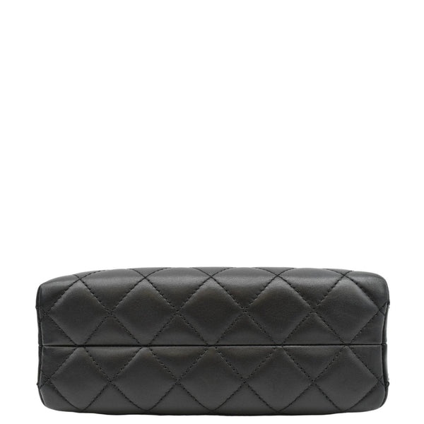 CHANEL CC Kisslock Box Lambskin Leather Chain Shoulder Bag Black