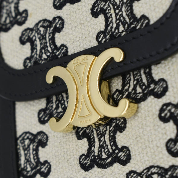 CELINE Triomphe Small Coated Canvas Wallet Black