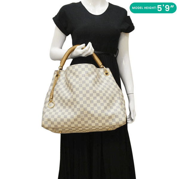 LOUIS VUITTON Artsy MM Damier Azur Hobo Bag White
