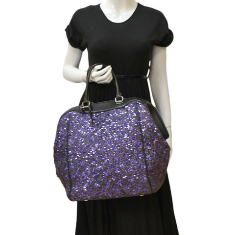 LOUIS VUITTON Sunshine Express North South Sequin Satchel Shoulder Bag Purple