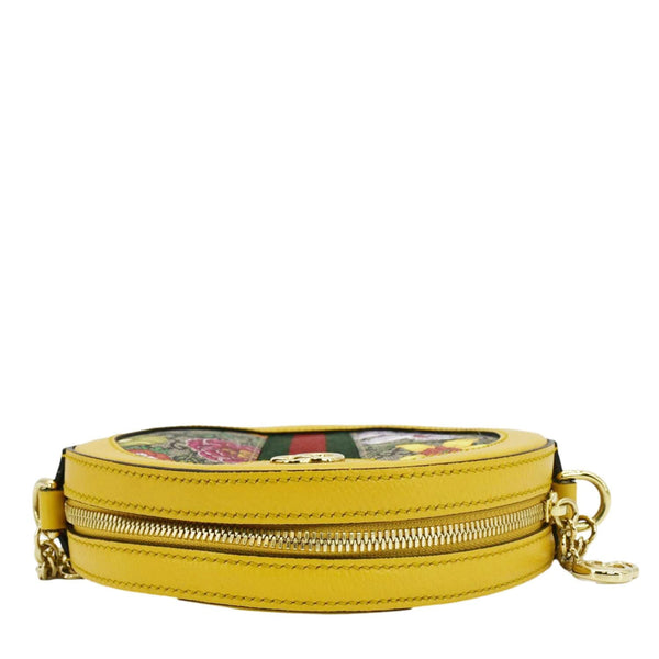 GUCCI Ophidia Mini Flora GG Round Supreme Monogram Web Crossbody Bag Yellow 550618