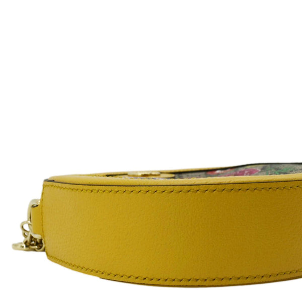 GUCCI Ophidia Mini Flora GG Round Supreme Monogram Web Crossbody Bag Yellow 550618