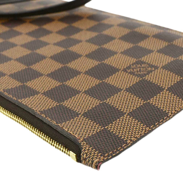 LOUIS VUITTON Neverfull Damier Ebene Pochette Wristlet Pouch Brown