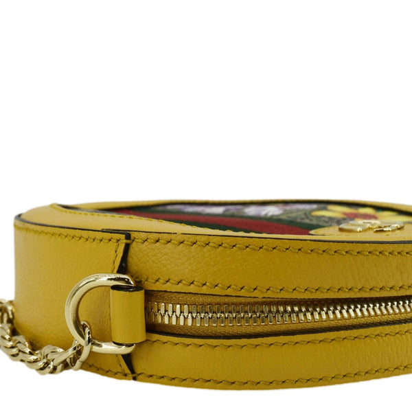 GUCCI Ophidia Mini Flora GG Round Supreme Monogram Web Crossbody Bag Yellow 550618
