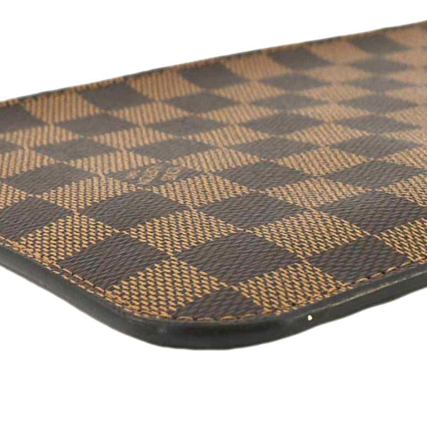 LOUIS VUITTON Neverfull Damier Ebene Pochette Wristlet Pouch Brown