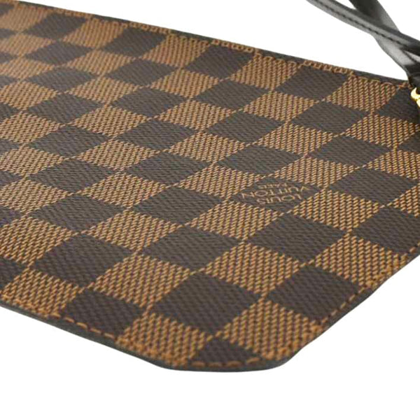 LOUIS VUITTON Neverfull Damier Ebene Pochette Wristlet Pouch Brown
