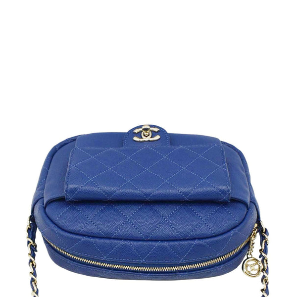 CHANEL CC Day Camera Small Caviar Leather Crossbody Bag Blue