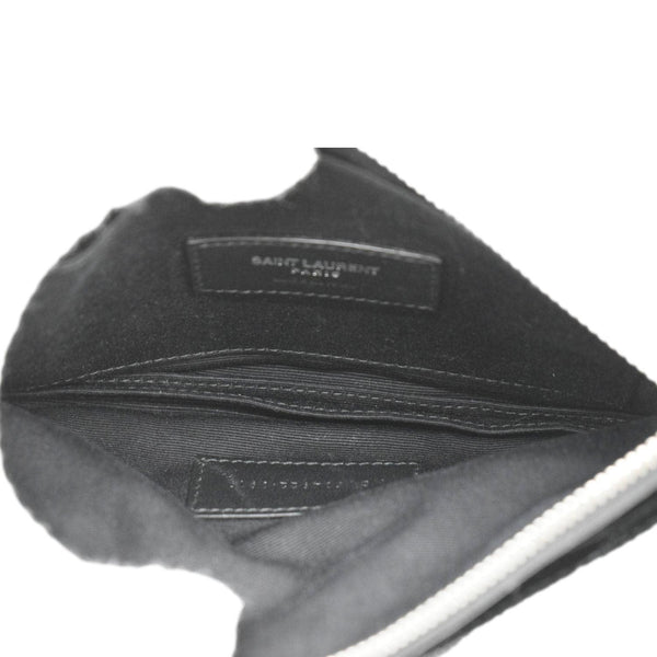 YVES SAINT LAURENT Monogram Bill Grain De Poudre Chevron Leather Zip Pouch Black