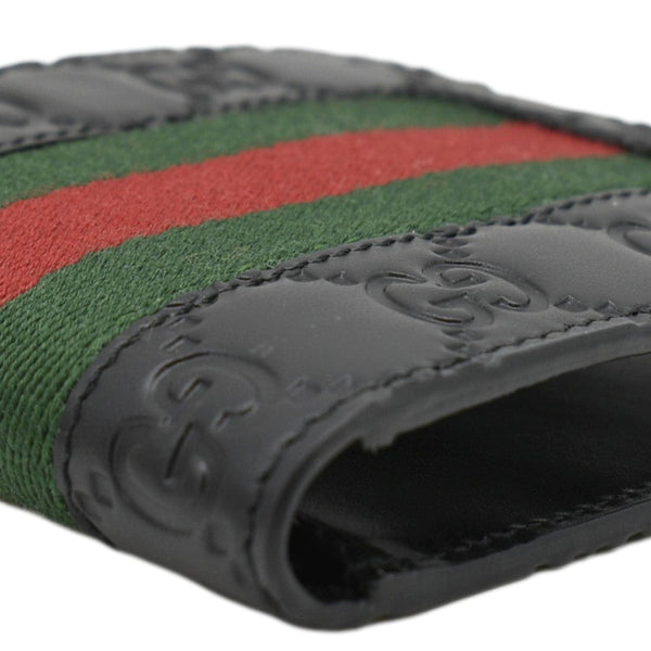 GUCCI Signature Web Leather Men's Bifold Wallet Black 408827