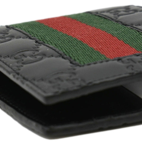 GUCCI Signature Web Leather Men's Bifold Wallet Black 408827