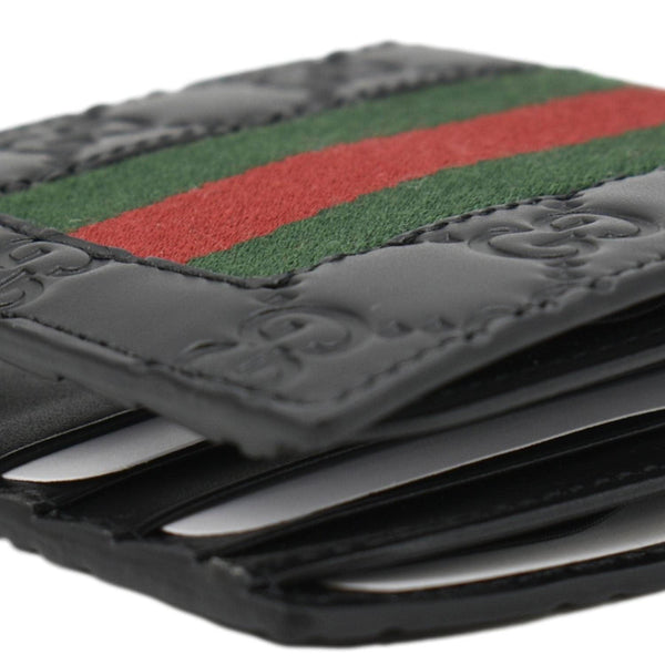 GUCCI Signature Web Leather Men's Bifold Wallet Black 408827